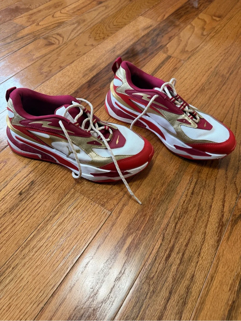 PUMA RS-Fast Glitz Chunky Sneakers Red Gold White 7Y EU 39